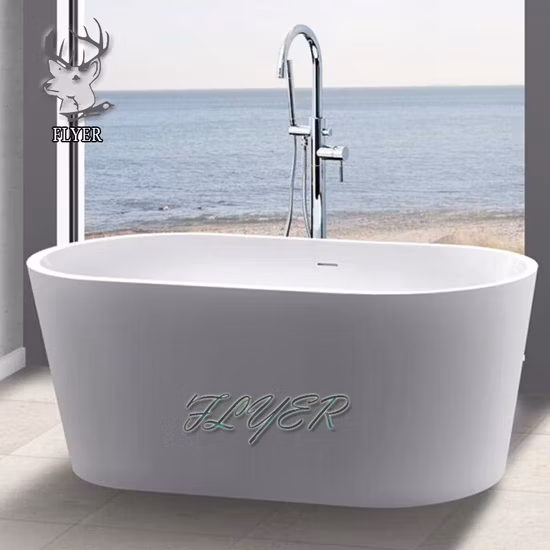 Bañera de piedra de superficie sólida de fábrica Bañera independiente Bañeras de piedra de mármol artificial