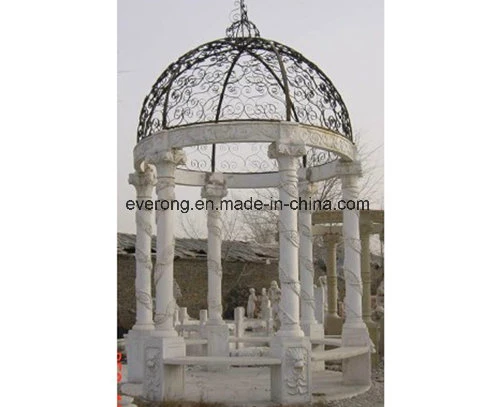 Large Size Natural Stone White /Yellow Marble Pavilion Garden Gazebo for Park Restaurant Ornament