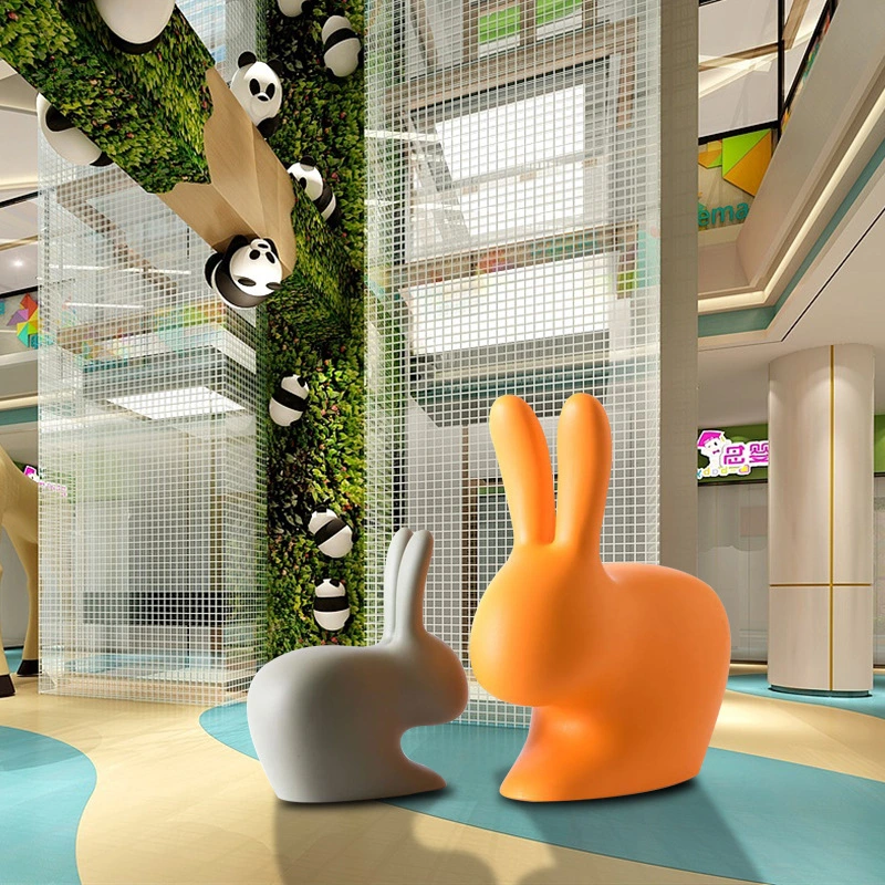 Rabbit Stool Shopping Mall Kindergarten Fun Seat Outdoor Garden Landscape Public Leisure Chair Fiberglass Statue