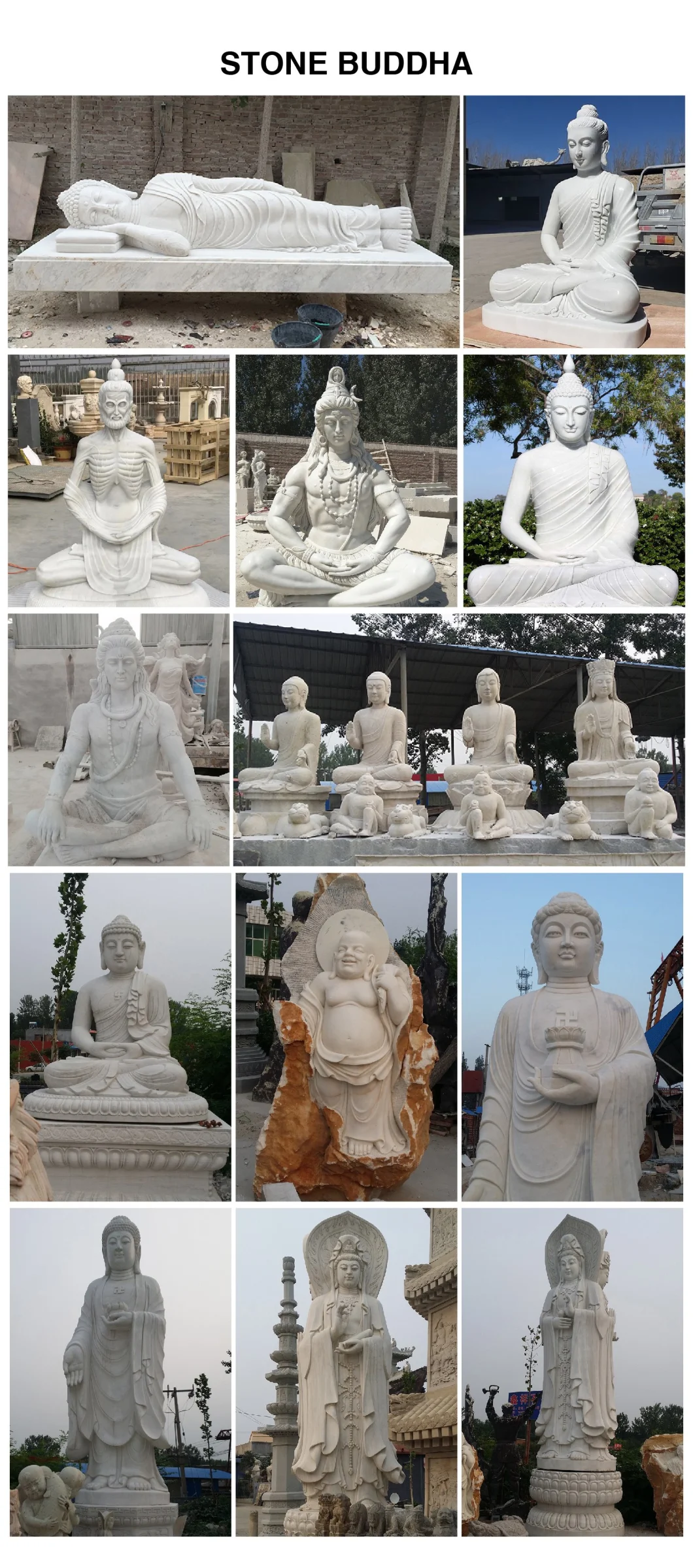 Custom Outdoor White Marble Big Buddha Statue Large Garden Thailand Buddha Statues Sculpture