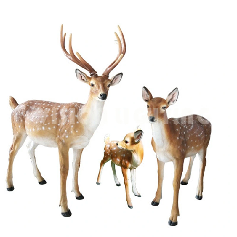 Life Size Art Craft Fiberglass Reindeer Statue with Light