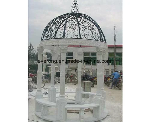 Large Size Natural Stone White /Yellow Marble Pavilion Garden Gazebo for Park Restaurant Ornament