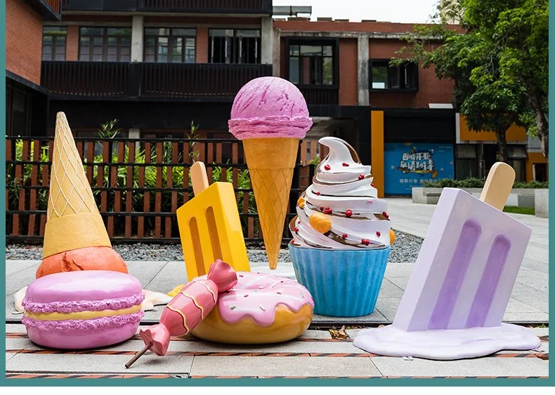 Popular Fiberglass Ice Cream Cone Resin Statues Ice Cream for Shop