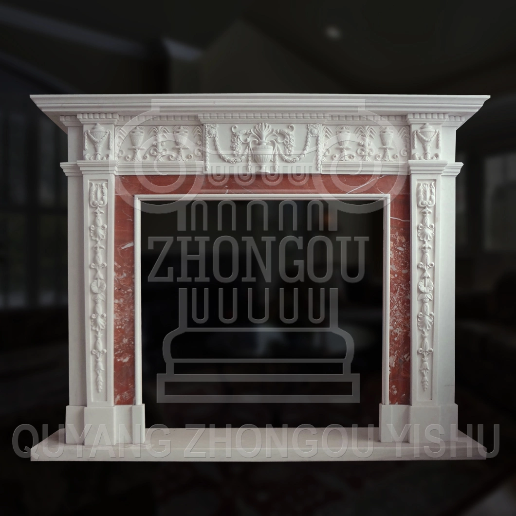 Basic Customization Home Decoration White Marble Fireplace Mantel French Style Hand Carved Marble Interior Design Fireplace