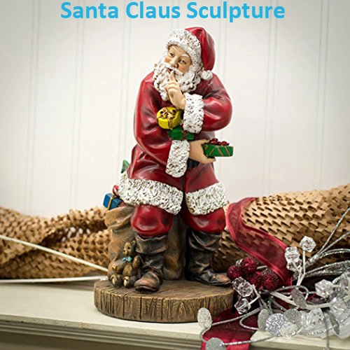 Handicrafts Christmas Present Resin Fiberglass Sculpture Santa Claus Statue Folk Crafts on Display