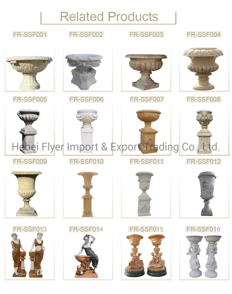 Garden Stone Furniture Hand Carving Natural Solid Marble Flowerpot with Lady Statues