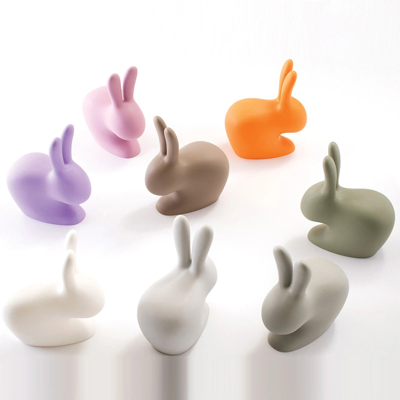 Rabbit Stool Shopping Mall Kindergarten Fun Seat Outdoor Garden Landscape Public Leisure Chair Fiberglass Statue