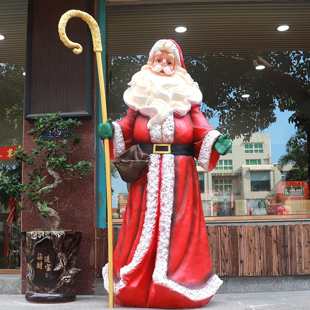 Customize Modern Mall Decoration Resin Christmas Sculpture Life Size Santa Claus Fiberglass Statue