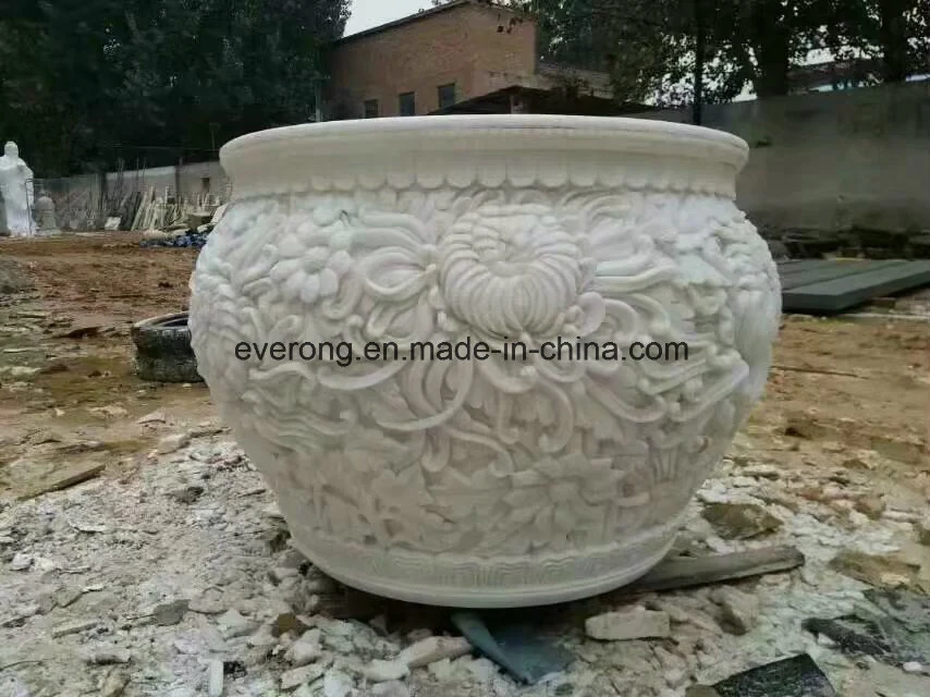 Natural Stone Planters, Black Granite Vase, Marble Carving Flowerpot for Garden Decoration