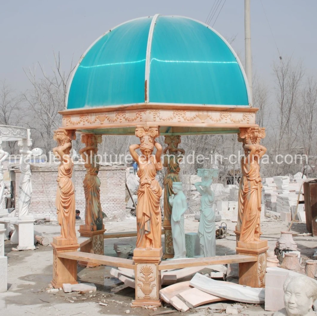 Antique Style Hand Carved Stone Sculpture Marble Gazebo (SYMG-022)