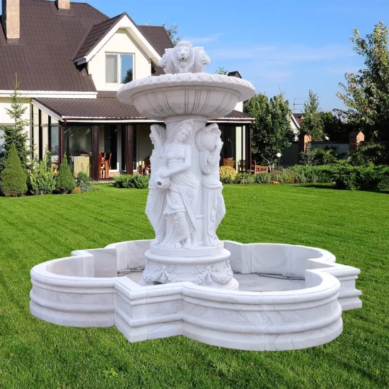 Fuente de pared de adorno de jardín tallado de querubín de mármol personalizado