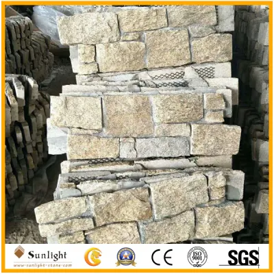 Piedra natural amarilla de la pila de la cultura de la chapa de la pizarra oxidada para el revestimiento de la pared