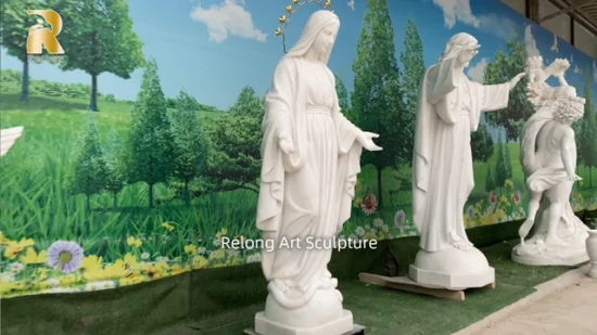 Esculturas de piedra de mármol religiosas al aire libre personalizadas estatua de Santa María de mármol blanco tallada a mano clásica