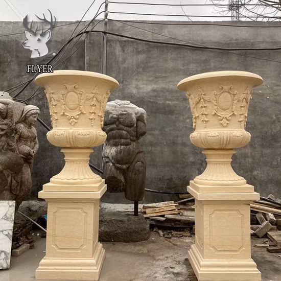 Macetas de jardín de mármol personalizadas para decoración de jardines