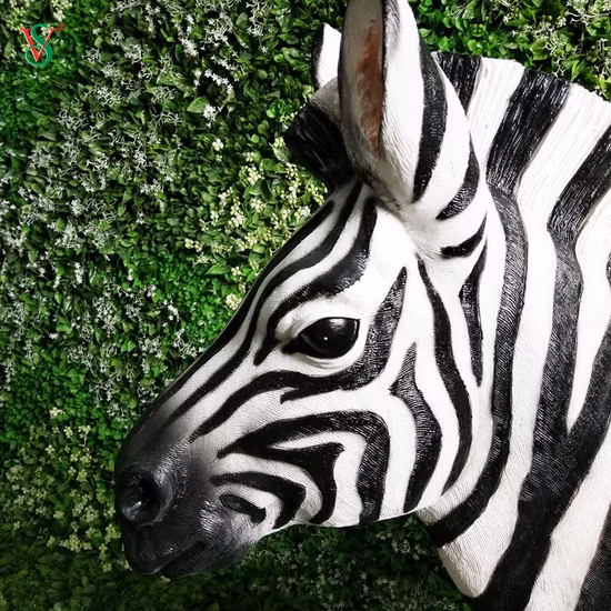 Soporte personalizar grandes accesorios de fiesta estatuas de animales de cebra de fibra de vidrio de resina