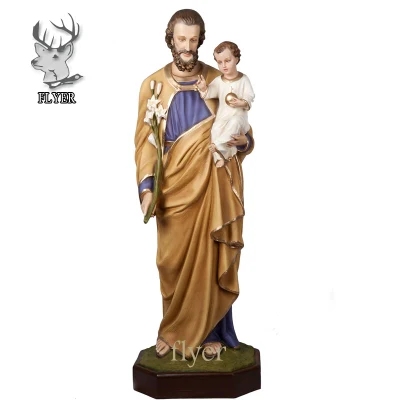 Figura Iglesia Religiosa Estatua San José y Niño Jesús Fibra Vidrio