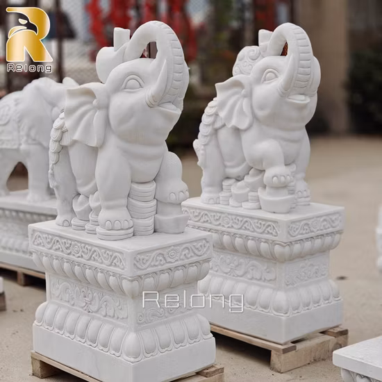 Talla de elefante animal de piedra de mármol de jardín de venta directa de fábrica