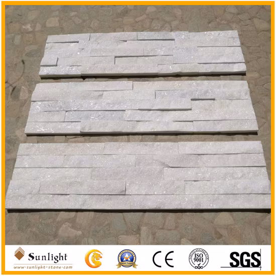 Piedra de cultivo de cuarcita blanca pura natural para decoración de revestimiento de paredes