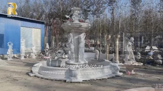 Fuente de agua de escultura de figura de piedra de mármol para decoración de jardín al aire libre a la venta
