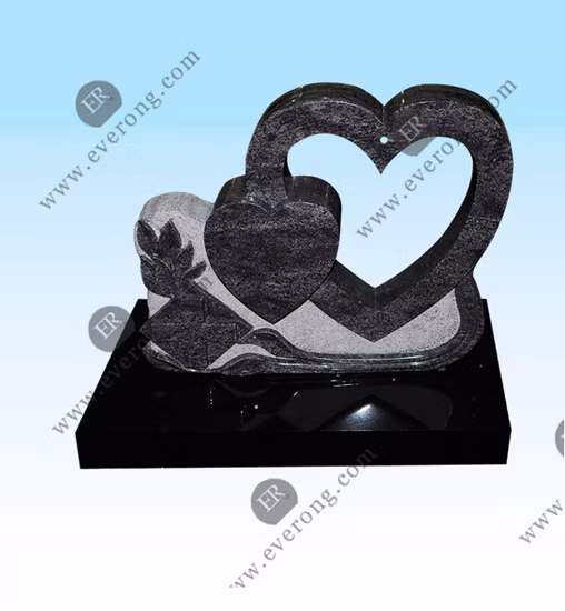 Piedra Natural tallada doble corazón granito/mármol tumba monumento lápida